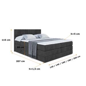 Boxspringbett EDITA KING Schwarz - Breite: 180 cm