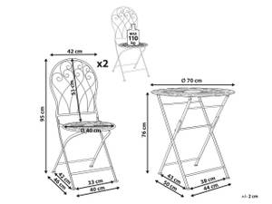 Bistro Set STIFFE 3-tlg Weiß - Metall - 70 x 76 x 70 cm