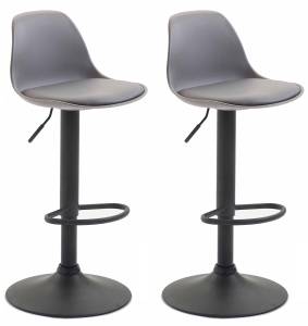 Tabouret de bar Kiel Lot de 2 Gris - Noir