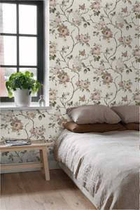 papier peint fleurs vintage 7127 Beige