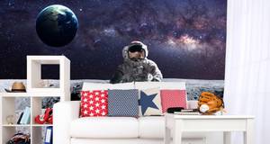 Fototapete ASTRONAUT Kosmos Mond 3D 270 x 180 x 180 cm