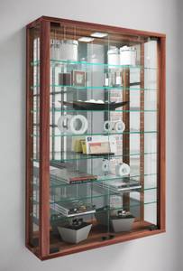 Wandvitrine Glasvitrine Vitrosa Spiegel Kastanienbraun - Walnuss Dekor - Holzwerkstoff