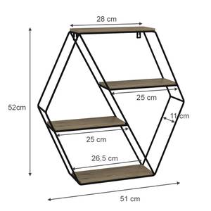 Wandregal Fyrk 40688 Schwarz - Eiche - 51 x 52 cm