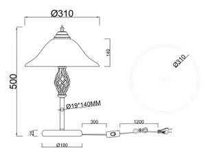 Tischlampe Landhaus dimmbar Glas Weiß Braun - Weiß - Glas - Metall - 31 x 50 x 31 cm