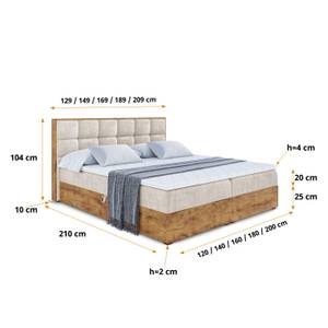 Boxspringbett LOLLI2 Ecru - Breite: 120 cm - H4