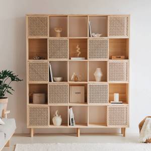 Bücherregal Blava mit 10 Türen Massivholz - Holzart/Dekor - 160 x 191 x 30 cm