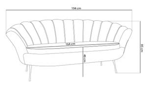 3-Sitzer Samt Muschel Sofa Cara Grau - Silber - Silber