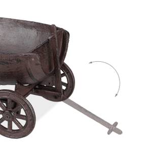 Pflanzfass auf Handwagen Gartendeko Braun - Metall - 20 x 18 x 29 cm