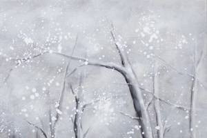 Acrylbild handgemalt Winterlicher Wald Schwarz - Grau - Weiß - Massivholz - Textil - 80 x 80 x 4 cm