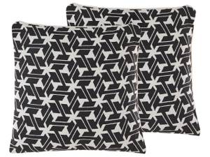 Coussin décoratif ANDIRIN Noir - Blanc - Fibres naturelles - 45 x 12 x 45 cm