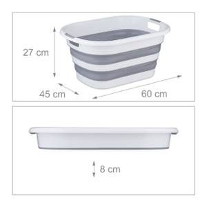 Panier à linge pliable Gris - Blanc - Matière plastique - 60 x 27 x 45 cm