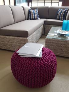 Bodenkissen ø 55 cm Pouf Sitzkissen Bordeaux