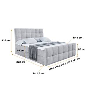 Boxspringbett APO-Z Hellgrau - Breite: 200 cm - H3