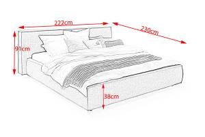 Polsterbett CARLO Schwarz - Breite: 222 cm