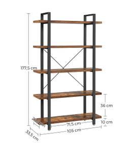 Bibliothèque Industrielle à 5 niveaux Marron - Bois manufacturé - 34 x 178 x 105 cm