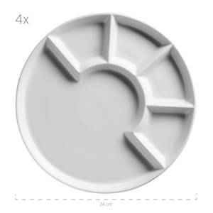 Fondueteller (4er Set) Weiß - Porzellan - 24 x 3 x 24 cm