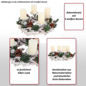 Adventskranz M12 ohne Kerzen Weiß - Holz teilmassiv - 30 x 10 x 30 cm