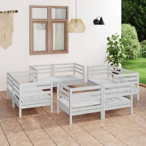 Salon de jardin Blanc - Bois massif - Bois/Imitation - 64 x 63 x 64 cm