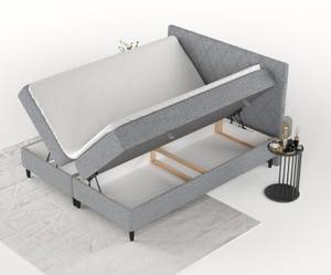 Boxspringbett Gwen mit Topper Grau - Breite: 200 cm