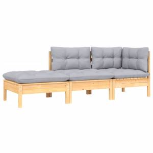 Garten-Lounge-Set (3-teilig) 3012138-2 Grau - Massivholz - Holzart/Dekor - 63 x 62 x 63 cm