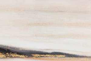 Tableau peint à la main Golden Steppe Beige - Noir - Bois massif - Textile - 100 x 75 x 4 cm