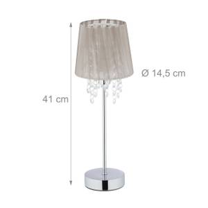 Lampe de table organza cristal Gris - Argenté - Métal - Matière plastique - Textile - 15 x 41 x 15 cm