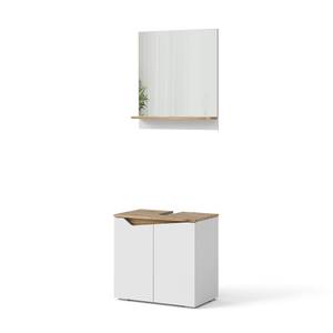 Badmöbel-Set Marelle 40847 Braun - Weiß - Holzwerkstoff - 60 x 57 x 35 cm