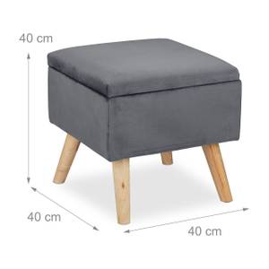 Tabouret de rangement en velours Marron - Gris - Bois manufacturé - Textile - 40 x 40 x 40 cm