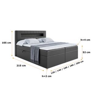 Boxspringbett - ORGOL Hochglanz Schwarz - Breite: 140 cm - H4