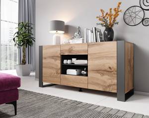 Kommode WOOD 164x80x44 Beige - Grau - Holzwerkstoff - Kunststoff - 164 x 44 x 80 cm