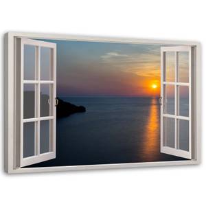 Wandbild Fensterblick Sonnenuntergang 90 x 60 cm