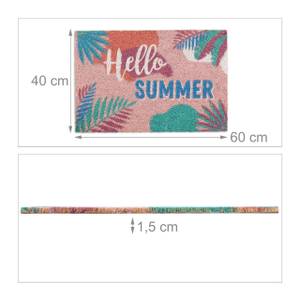 Paillasson coco Hello summer Bleu - Vert - Rose foncé - Fibres naturelles - Matière plastique - 60 x 2 x 40 cm