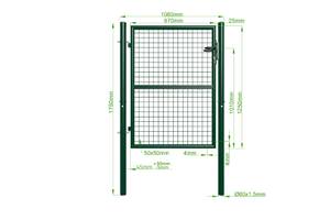 Portillon grillagé OLGA poteaux ronds Vert - Hauteur : 131 cm