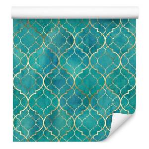 Papier Peint ornements motifs orientaux Beige - Bleu - Marron - Vert - Turquoise - Papier - 53 x 1000 x 1000 cm