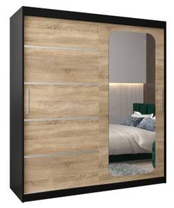 Armoire à portes coulissantes promo v2 Noir - Imitation chêne de Sonoma - Largeur : 180 cm - 2 porte