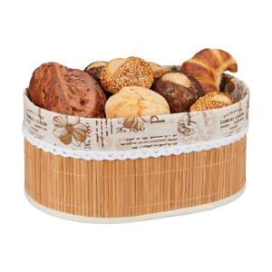 Corbeille de pain en bambou Beige - Marron - Bambou - Métal - Textile - 34 x 16 x 24 cm