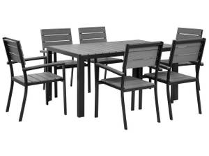 Set de salle à manger COMO Noir - Gris - Matière plastique - 150 x 90 x 90 cm