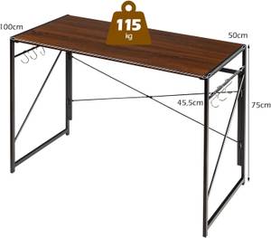 Bureau d'Ordinateur Pliant HW65577 Marron châtaignier