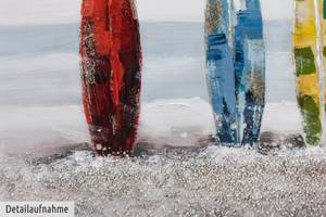 Tableau peint à la main Surf Siesta Gris - Bois massif - Textile - 150 x 50 x 4 cm