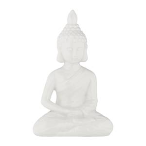 Statue bouddha assis 18 cm Blanc - Céramique - 11 x 18 x 6 cm