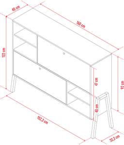 Kommode groß SPOT Weiß - Holzwerkstoff - 160 x 122 x 40 cm