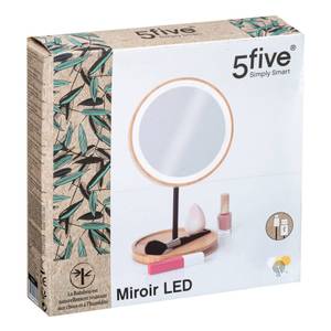 Kosmetikspiegel LED, rund, Bambus Beige - Bambus - 7 x 31 x 7 cm