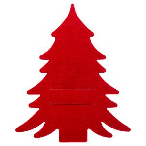 Bestecktasche Weihnachtsbaum, 4er-Set Rot - Textil - 2 x 25 x 21 cm