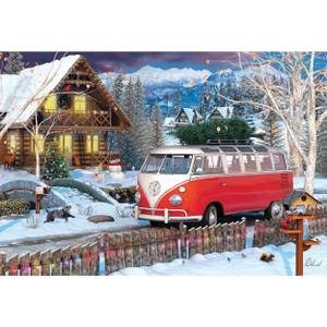 Puzzle VW Christmas Bus in Puzzledose Papier - 26 x 10 x 10 cm