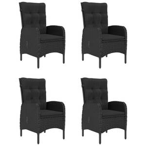 Salle à manger (lot de 5) 3006061 Noir - Bois massif - Bois/Imitation - 70 x 74 x 140 cm