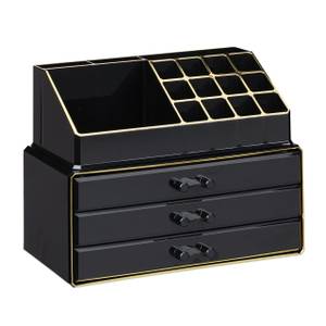 1 x Make Up Organizer schwarz-gold Schwarz - Gold - Kunststoff - 24 x 19 x 14 cm