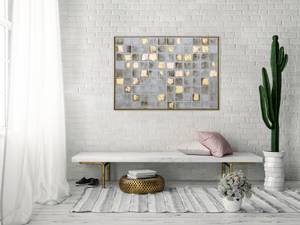 Gerahmtes Acrylbild Bright Memories Gold - Grau - Massivholz - Textil - 103 x 78 x 5 cm