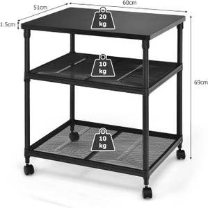 Druckerständer HW65660 Schwarz - Holzwerkstoff - 51 x 69 x 60 cm