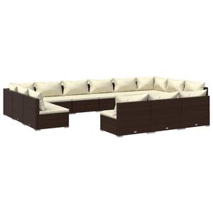 Garten-Lounge-Set (13-teilig) 3013634-4 Braun - Weiß - Metall - Polyrattan - 70 x 70 x 70 cm