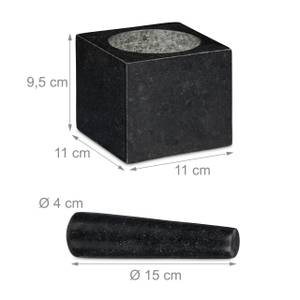 Mortier carré en granit avec pilon Noir - Gris - Pierre - 11 x 10 x 11 cm
